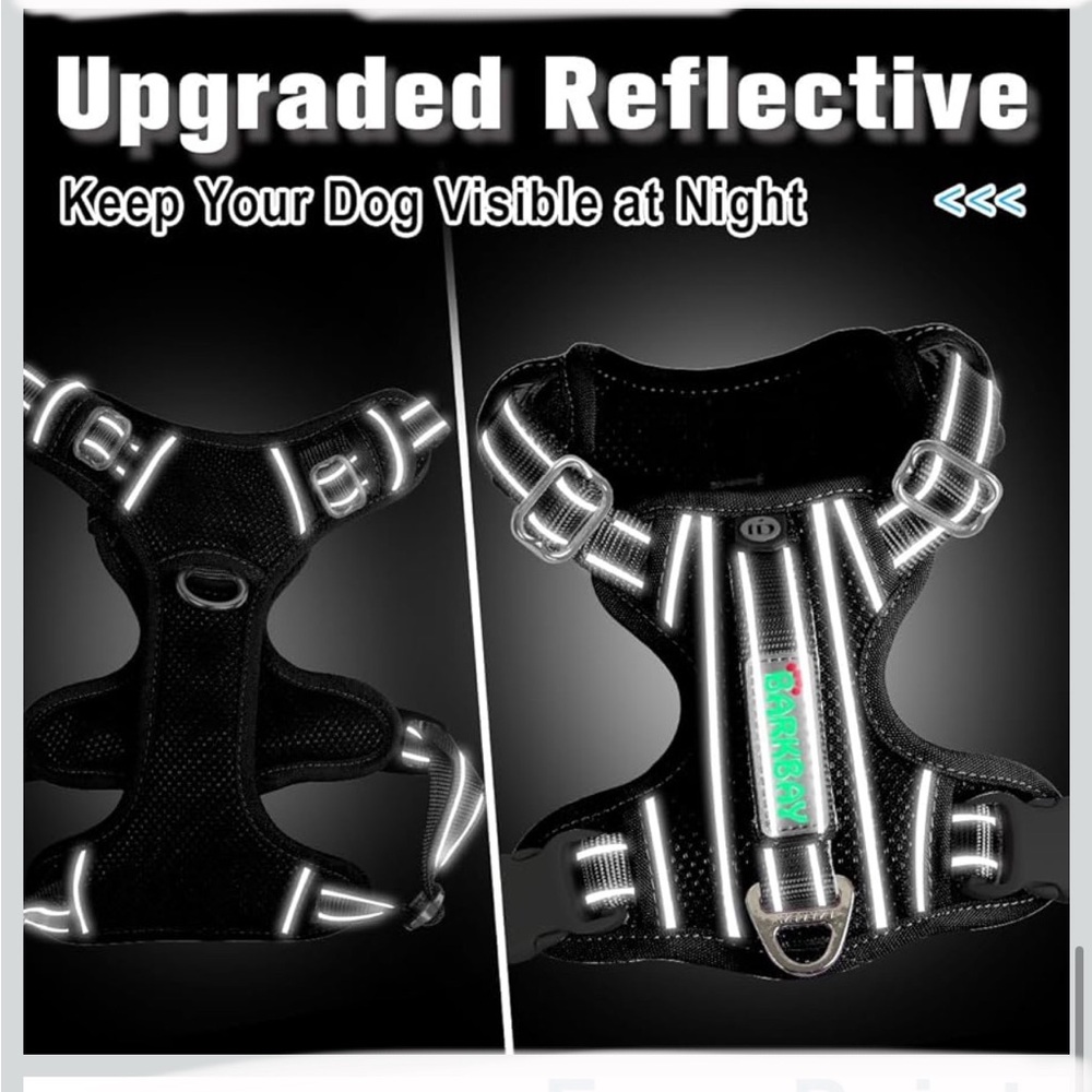 Barkbay Black Dog Harness with Reflective Stripes, size large, NWOT. - Picture 12 of 16